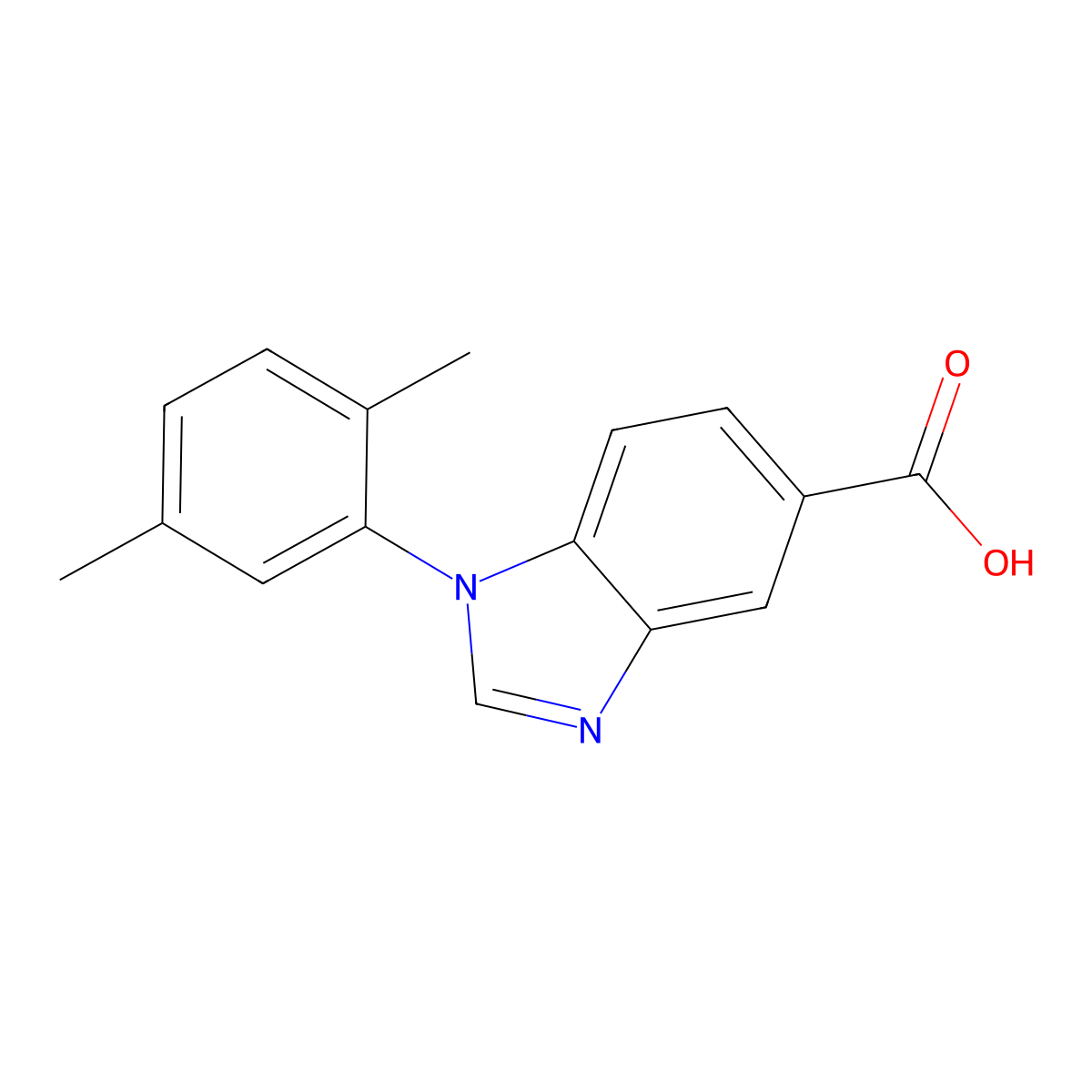 1-(2,5-dimethylphenyl)-1H-1,3-benzodiazole-5-carboxylic acid molecular structure, CAS 1153985-53-5