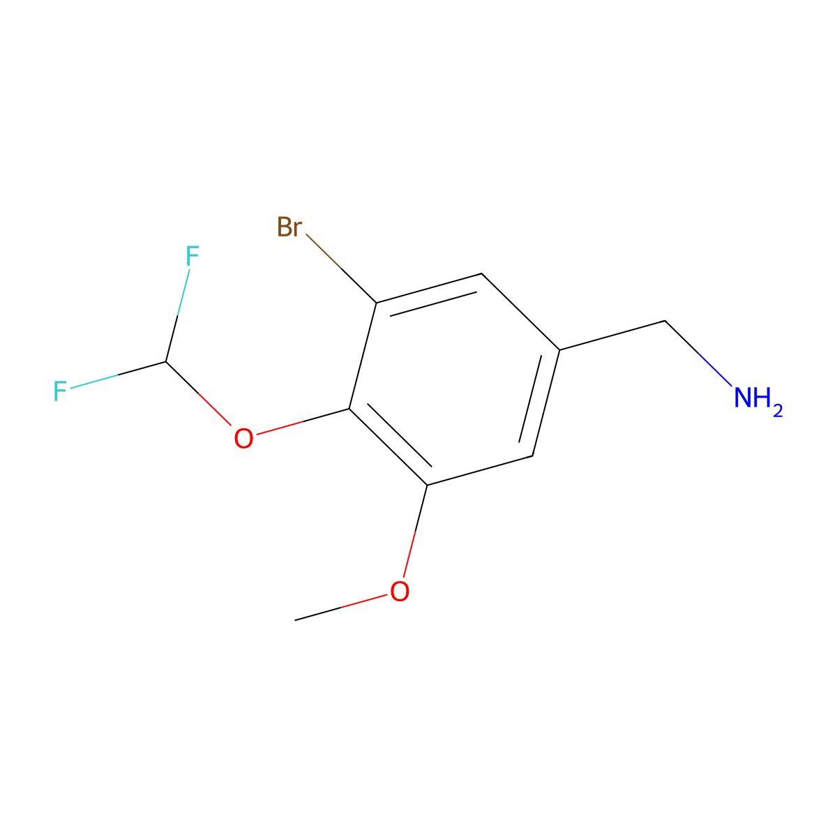 1-[3-Bromo-4-(difluoromethoxy)-5-methoxyphenyl]methanamine molecular structure, CAS 1154005-23-8