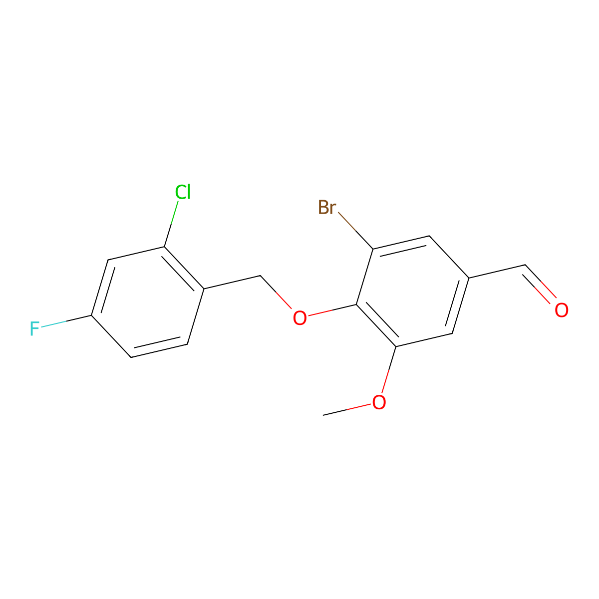 3-Bromo-4-((2-chloro-4-fluorobenzyl)oxy)-5-methoxybenzaldehyde molecular structure, CAS 1154005-99-8