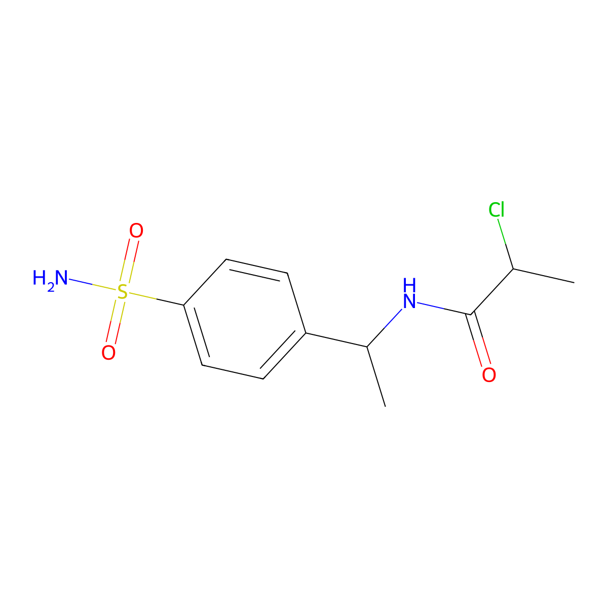 2-chloro-N-[1-(4-sulfamoylphenyl)ethyl]propanamide molecular structure, CAS 1154010-20-4
