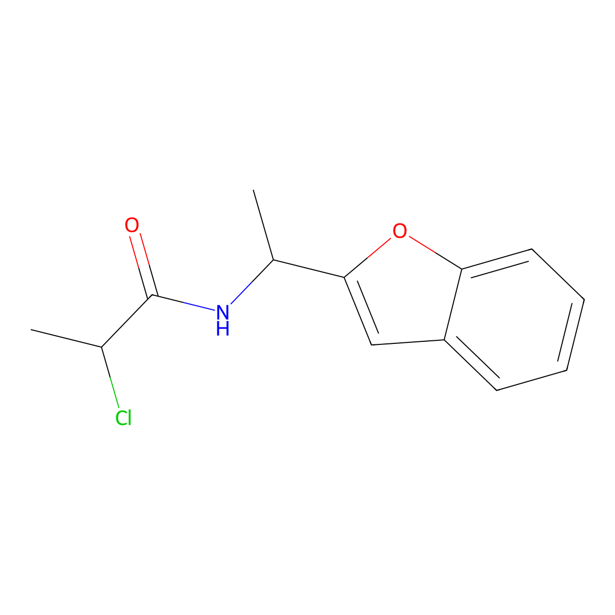 N-(1-(1-benzofuran-2-yl)ethyl)-2-chloropropanamide molecular structure, CAS 1154010-39-5