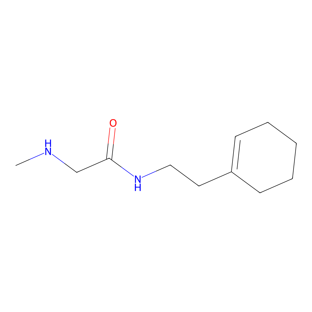 N-[2-(cyclohex-1-en-1-yl)ethyl]-2-(methylamino)acetamide molecular structure, CAS 1154010-78-2