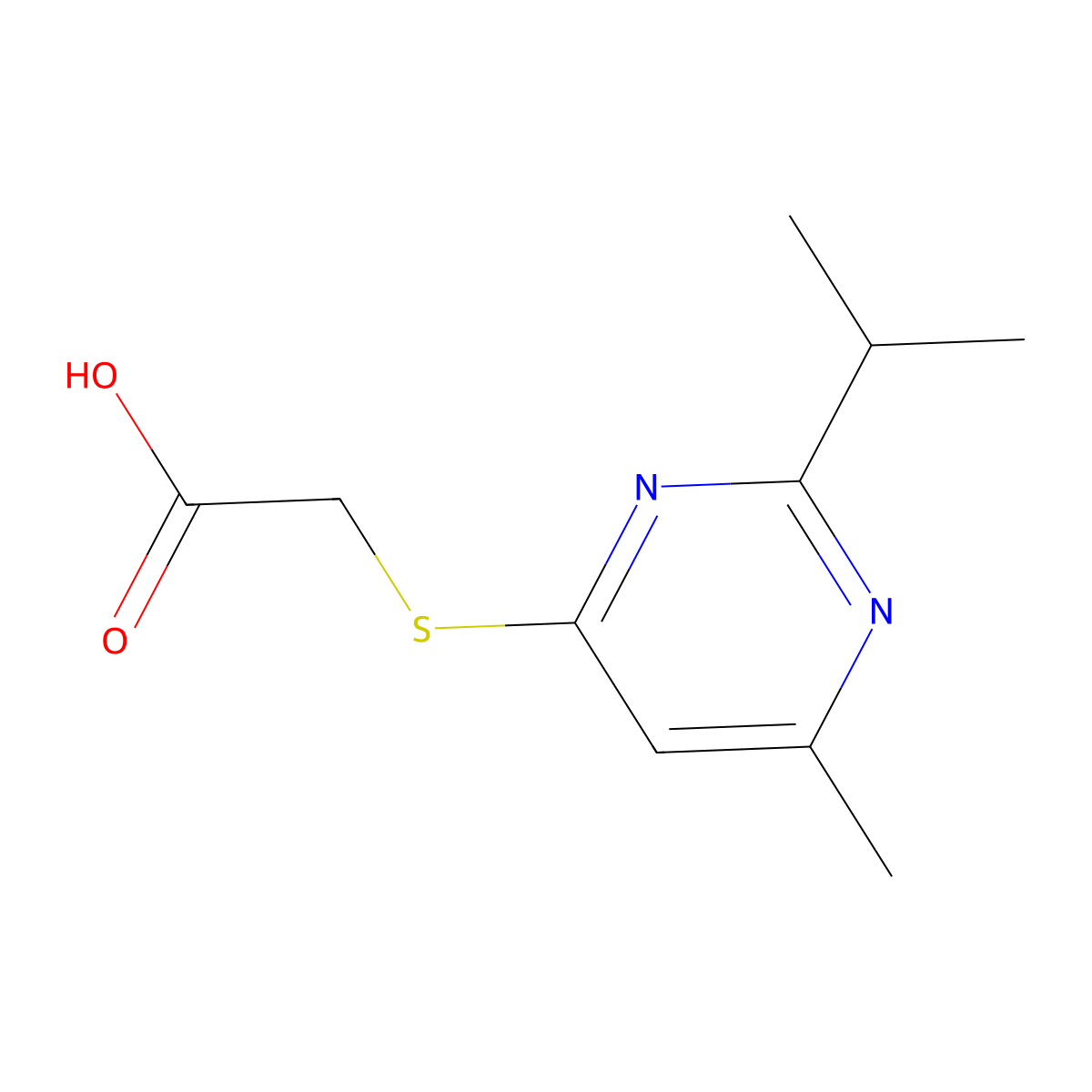 {[6-Methyl-2-(propan-2-yl)pyrimidin-4-yl]sulfanyl}acetic acid molecular structure, CAS 1154016-01-9