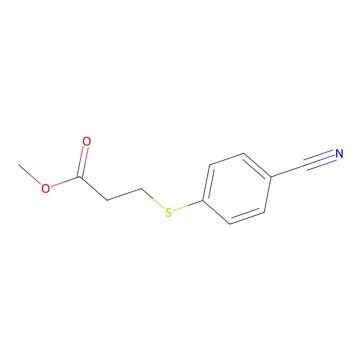 Methyl 3-[(4-cyanophenyl)sulfanyl]propanoate molecular structure, CAS 1154018-52-6