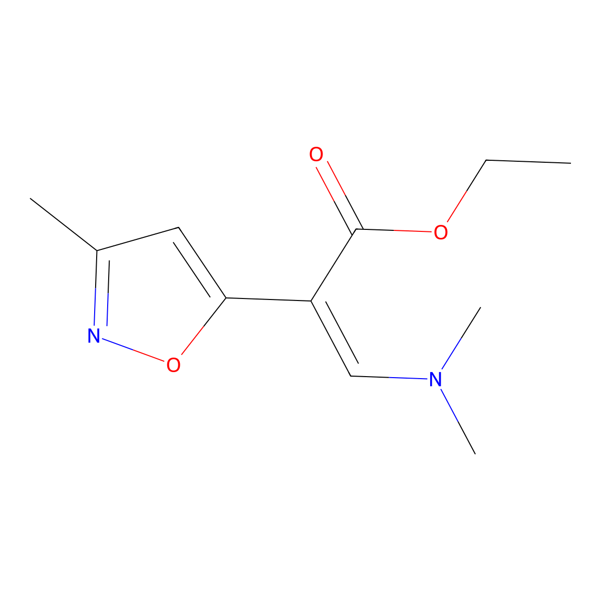 Ethyl (2Z)-3-(dimethylamino)-2-(3-methyl-1,2-oxazol-5-yl)prop-2-enoate molecular structure, CAS 1154030-72-4