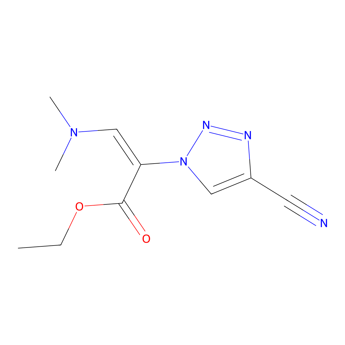 Ethyl 2-(4-cyanotriazol-1-yl)-3-(dimethylamino)prop-2-enoate molecular structure, CAS 1154030-73-5