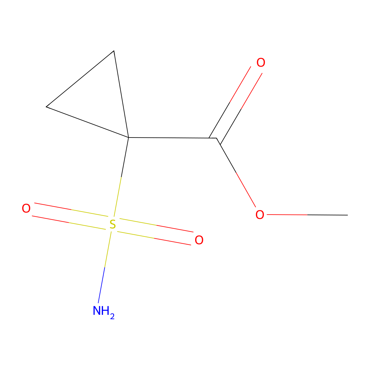 Methyl 1-sulfamoylcyclopropane-1-carboxylate molecular structure, CAS 1154034-83-9