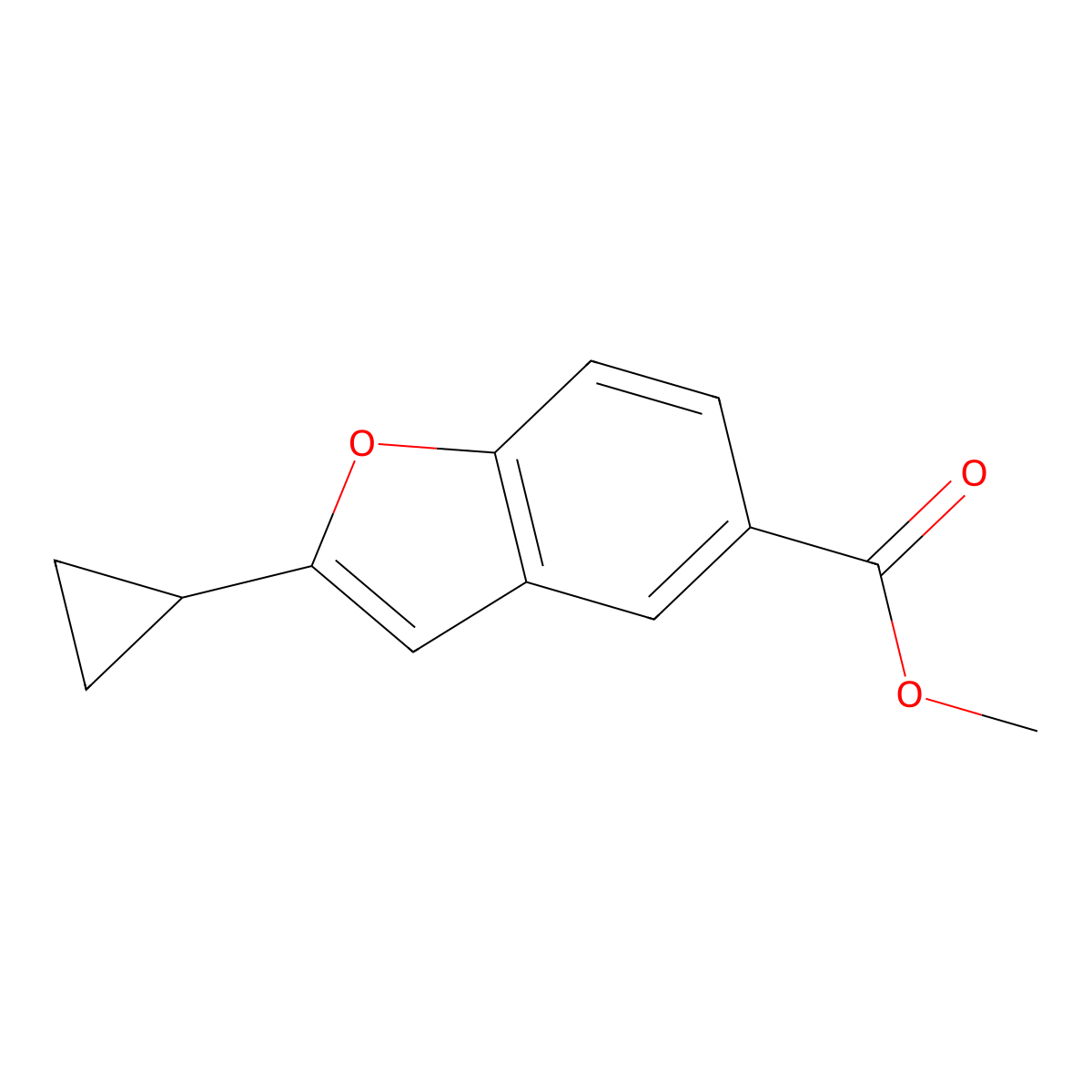 2-Cyclopropyl-benzofuran-5-carboxylic acid methyl ester molecular structure, CAS 1154060-96-4