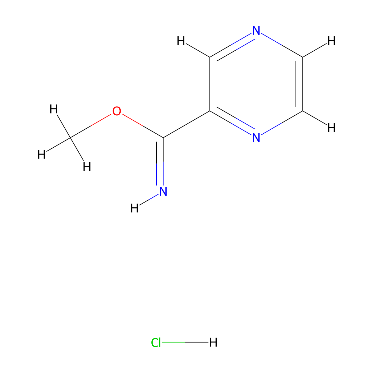 Pyrazine-2-carboximidic acid methyl ester hydrochloride molecular structure, CAS 1154063-17-8