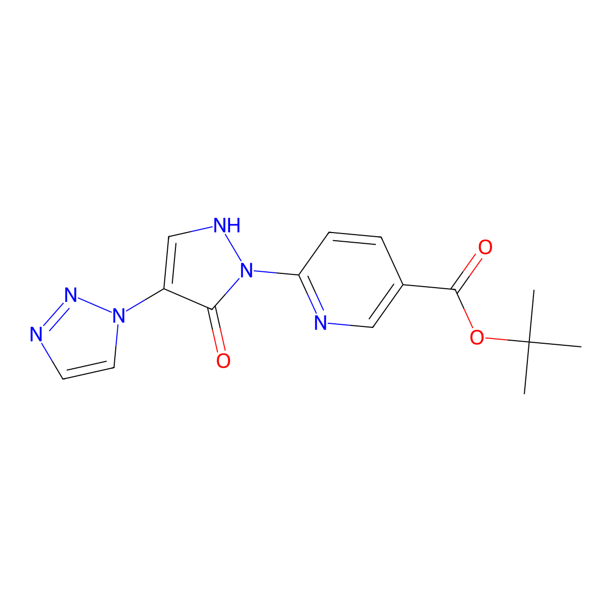 tert-butyl 6-(5-oxo-4-(1H-1,2,3-triazol-1-yl)-2,5-dihydro-1H-pyrazol-1-yl)nicotinate molecular structure, CAS 1154097-71-8