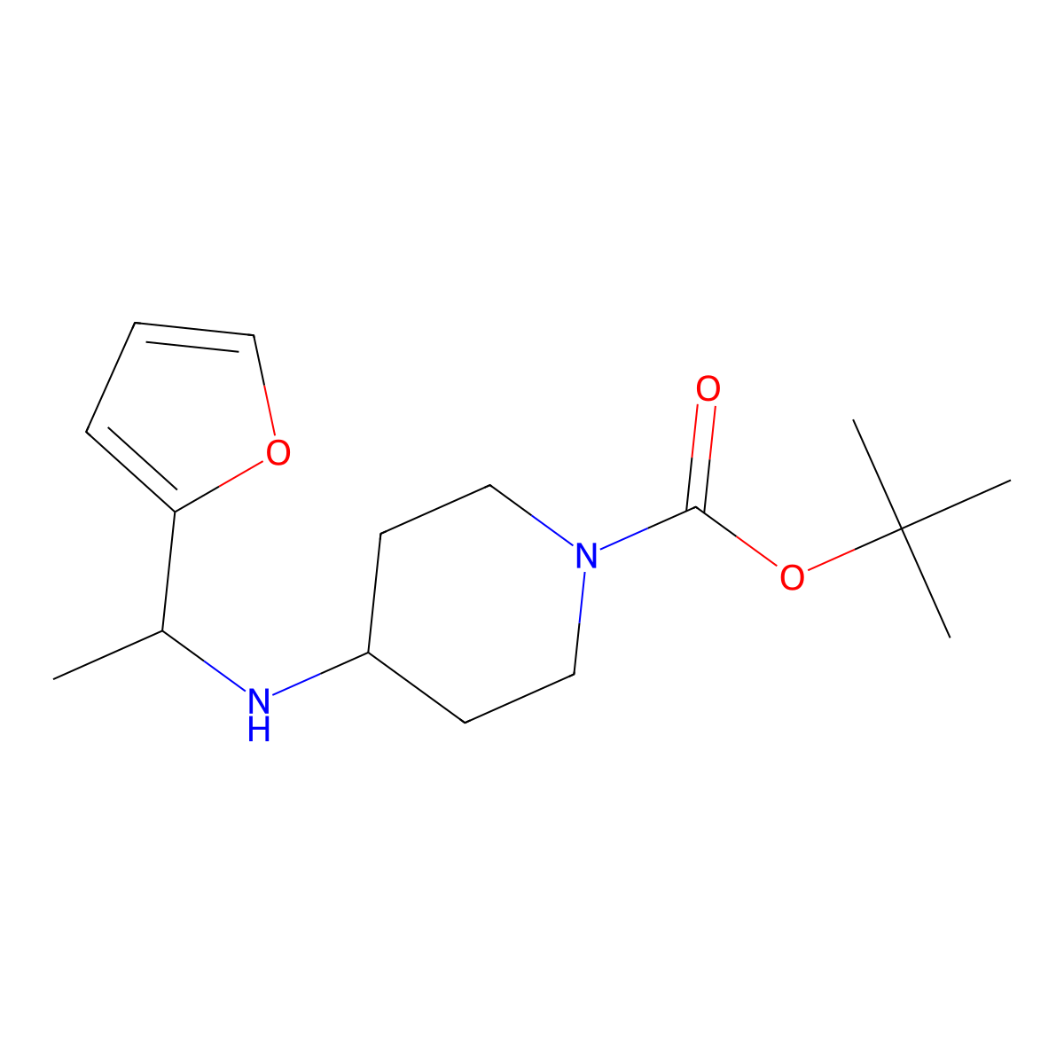 tert-Butyl 4-((1-(furan-2-yl)ethyl)amino)piperidine-1-carboxylate molecular structure, CAS 1154100-76-1