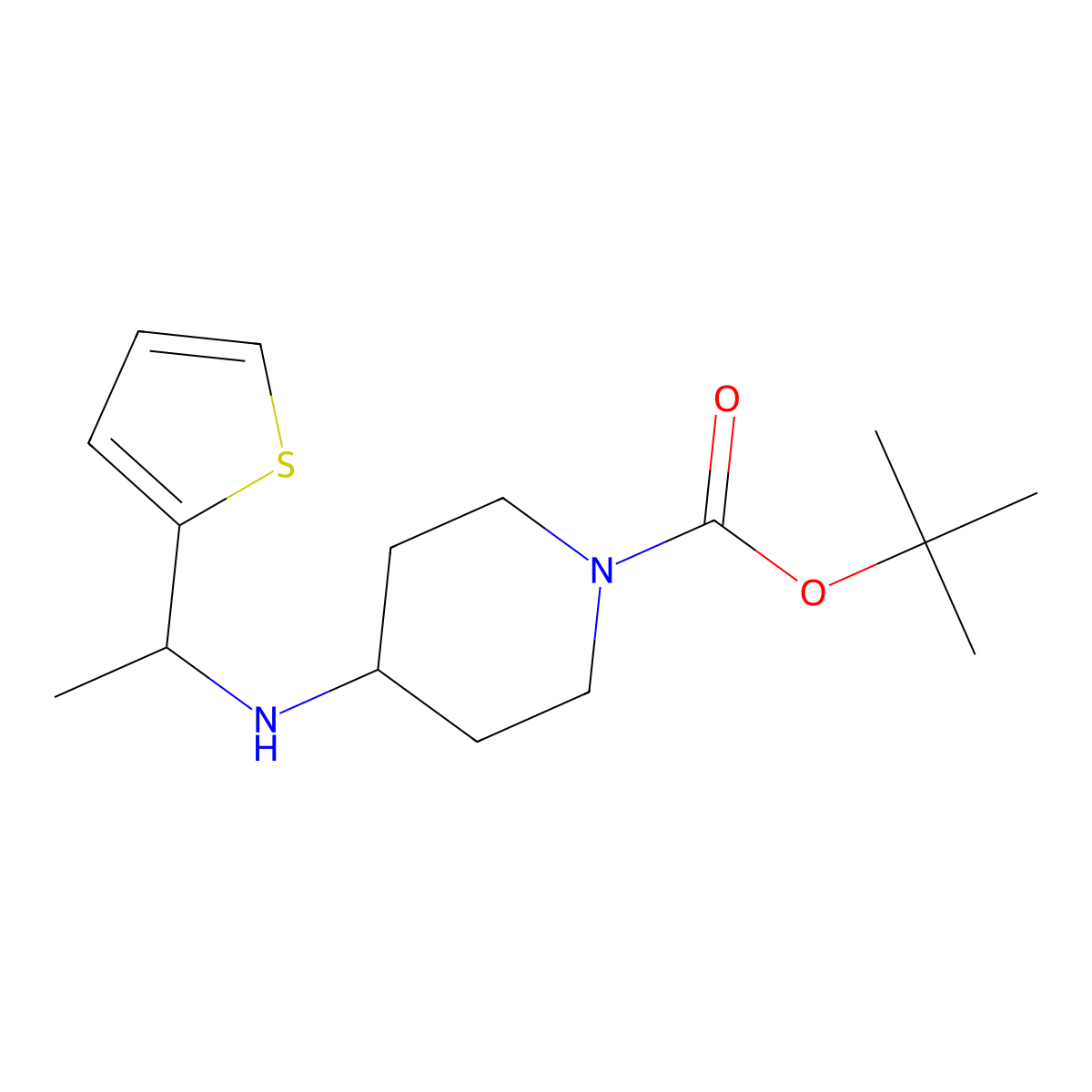 tert-Butyl 4-((1-(thiophen-2-yl)ethyl)amino)piperidine-1-carboxylate molecular structure, CAS 1154101-55-9