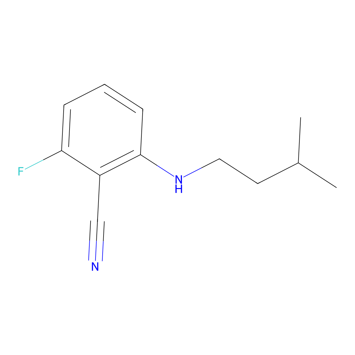 2-Fluoro-6-[(3-methylbutyl)amino]benzonitrile molecular structure, CAS 1154112-87-4