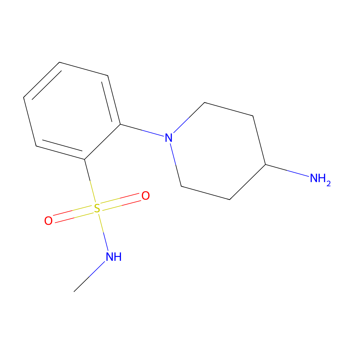2-(4-aminopiperidin-1-yl)-N-methylbenzene-1-sulfonamide molecular structure, CAS 1154115-94-2