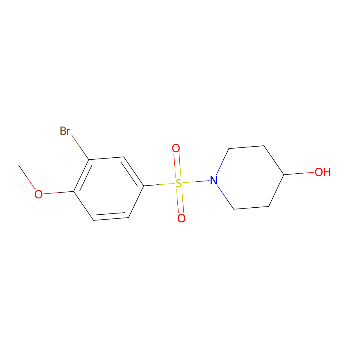 1-((3-Bromo-4-methoxyphenyl)sulfonyl)piperidin-4-ol molecular structure, CAS 1154140-58-5