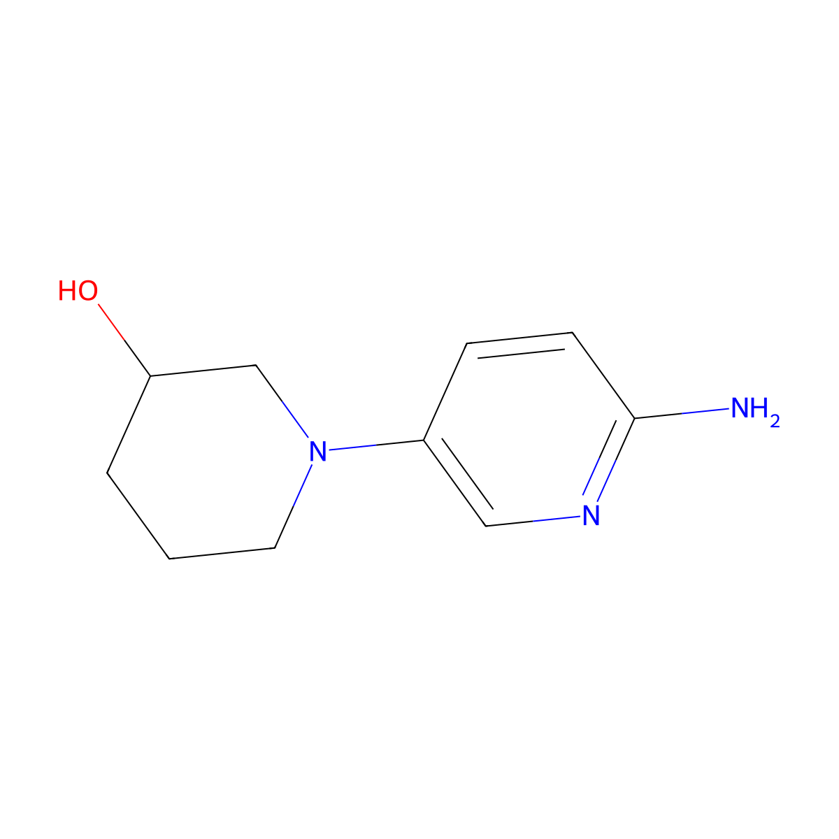 1-(6-Aminopyridin-3-yl)piperidin-3-ol molecular structure, CAS 1154145-37-5