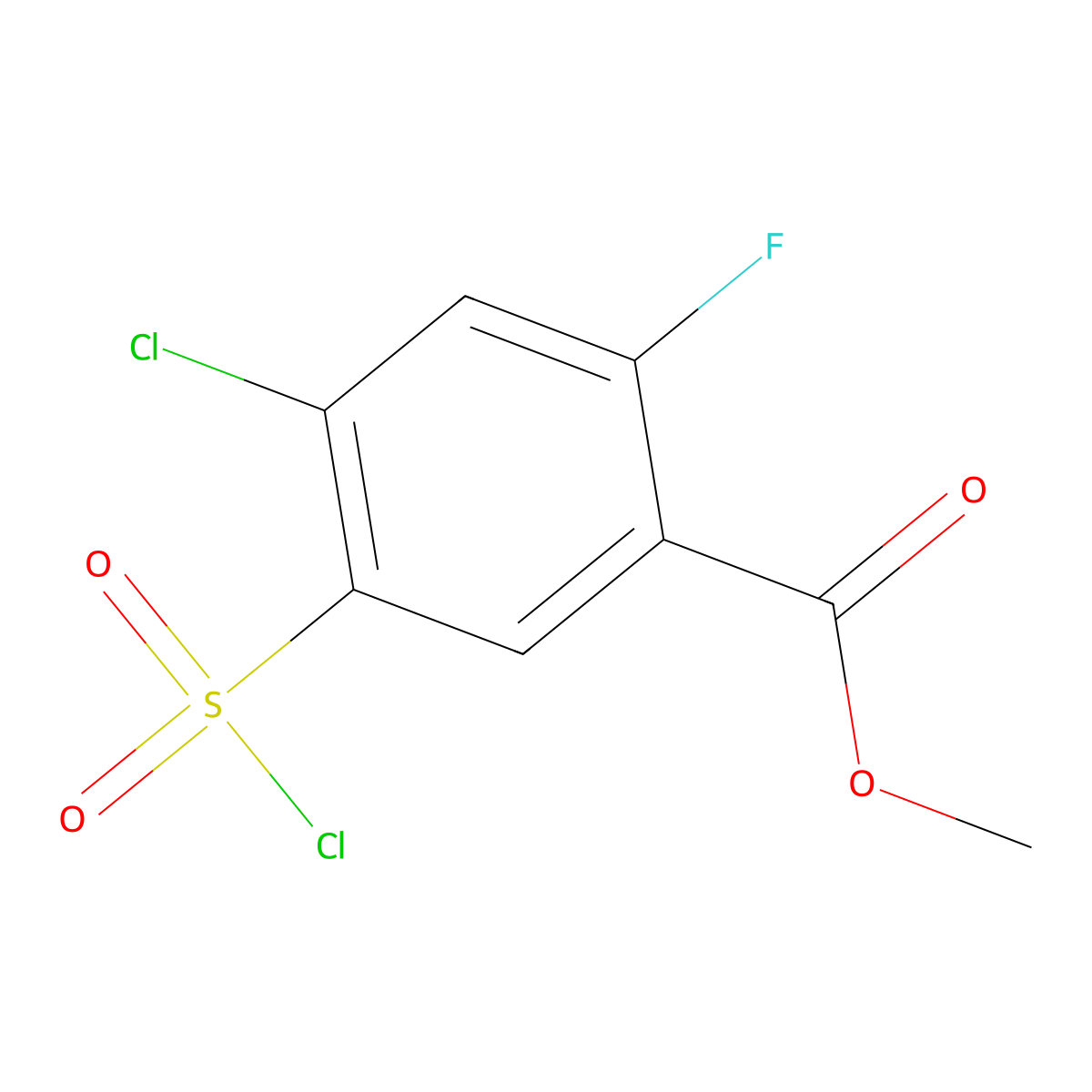 Methyl 4-chloro-5-(chlorosulfonyl)-2-fluorobenzoate molecular structure, CAS 1154149-29-7