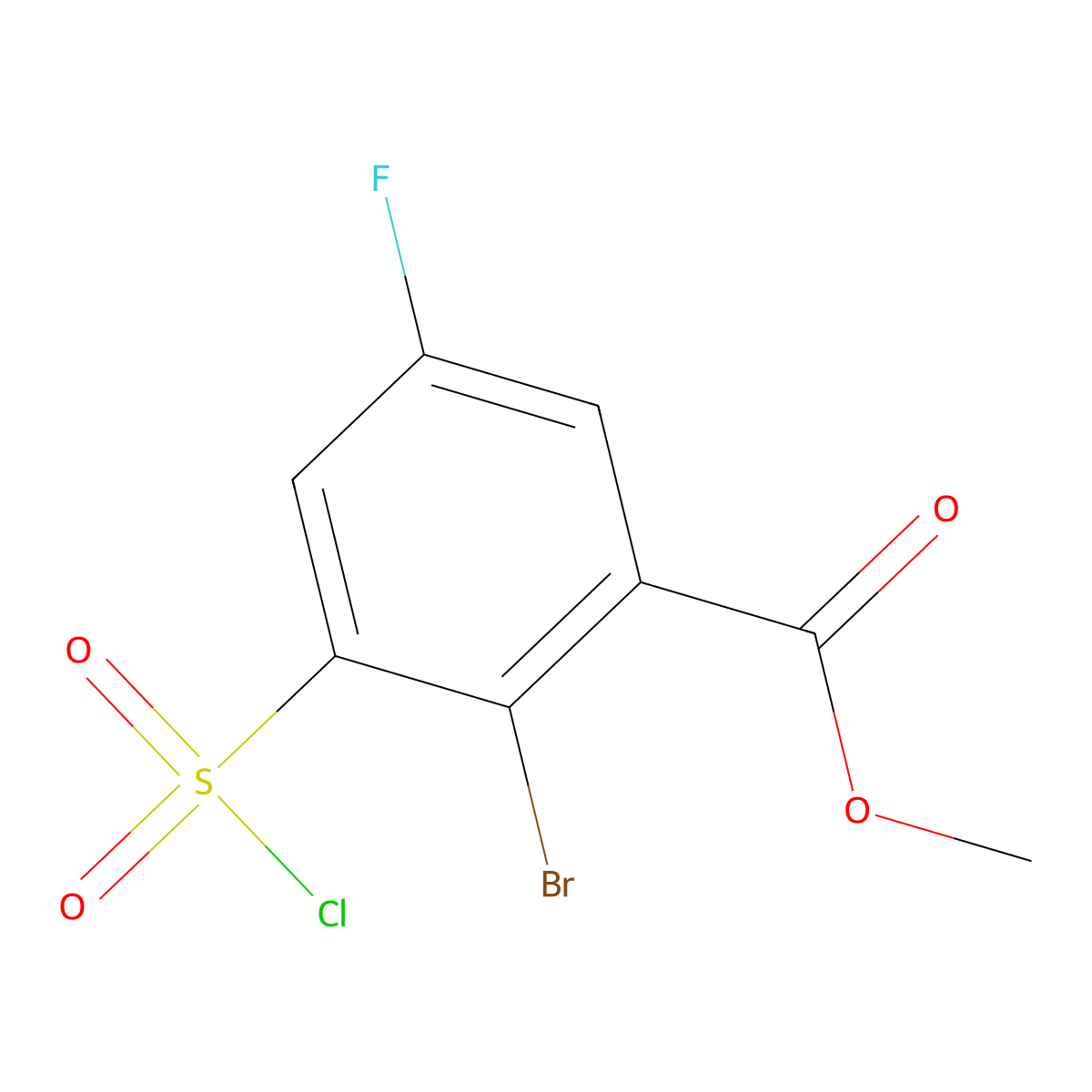 Methyl 2-bromo-3-(chlorosulfonyl)-5-fluorobenzoate molecular structure, CAS 1154149-58-2