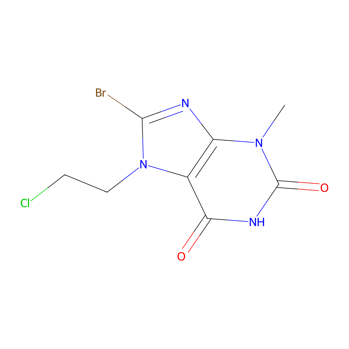 8-bromo-7-(2-chloroethyl)-3-methyl-1H-purine-2,6(3H,7H)-dione molecular structure, CAS 115415-41-3