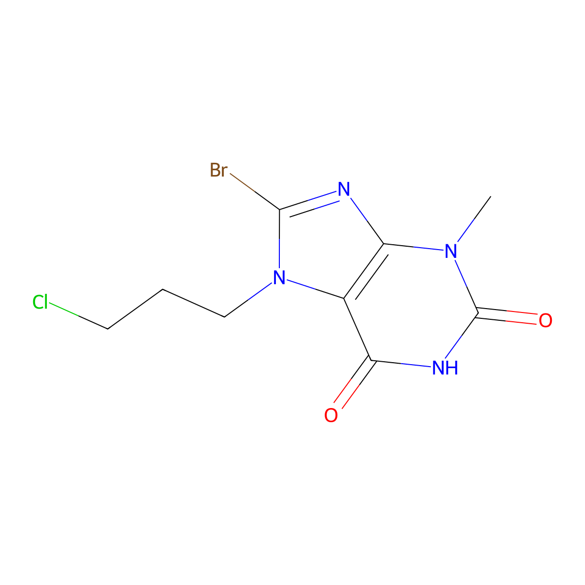 8-bromo-7-(3-chloropropyl)-3-methyl-1H-purine-2,6(3H,7H)-dione molecular structure, CAS 115415-43-5
