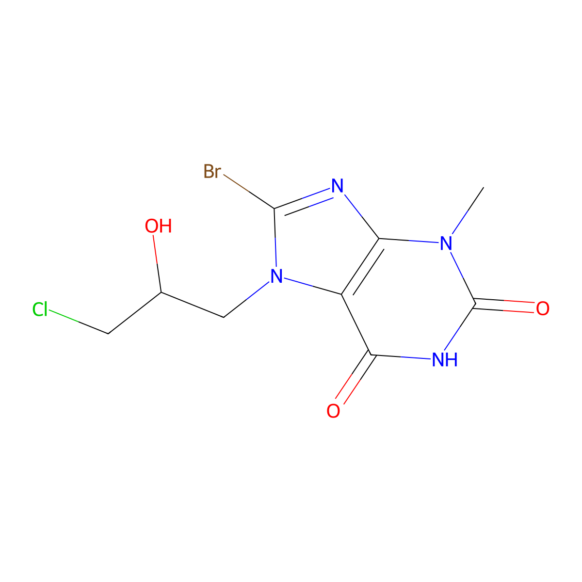 8-Bromo-7-(3-chloro-2-hydroxypropyl)-3-methylpurine-2,6-dione molecular structure, CAS 115415-46-8