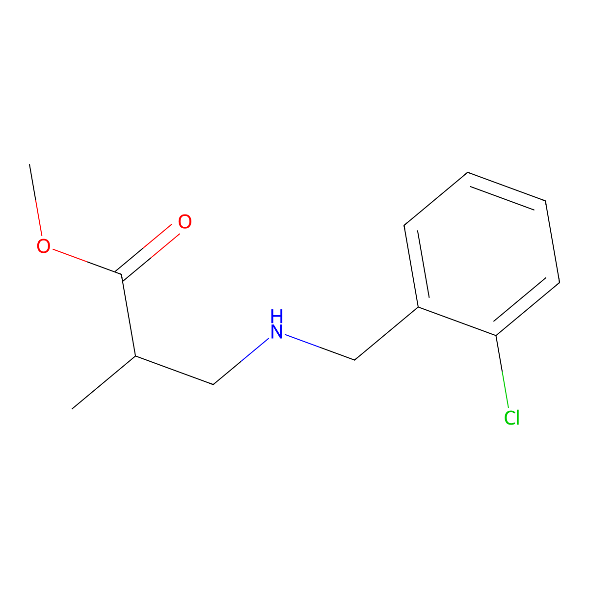 Methyl 3-{[(2-chlorophenyl)methyl]amino}-2-methylpropanoate molecular structure, CAS 1154153-25-9