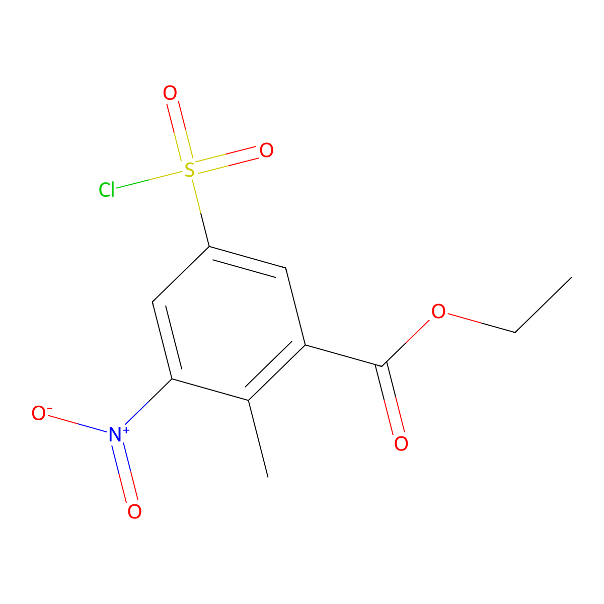 Ethyl 5-(chlorosulfonyl)-2-methyl-3-nitrobenzoate molecular structure, CAS 1154155-35-7