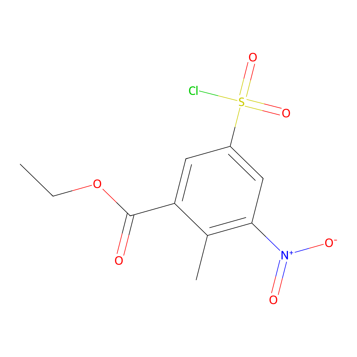 Ethyl 5-(chlorosulfonyl)-2-methyl-3-nitrobenzoate molecular structure, CAS 1154155-35-7