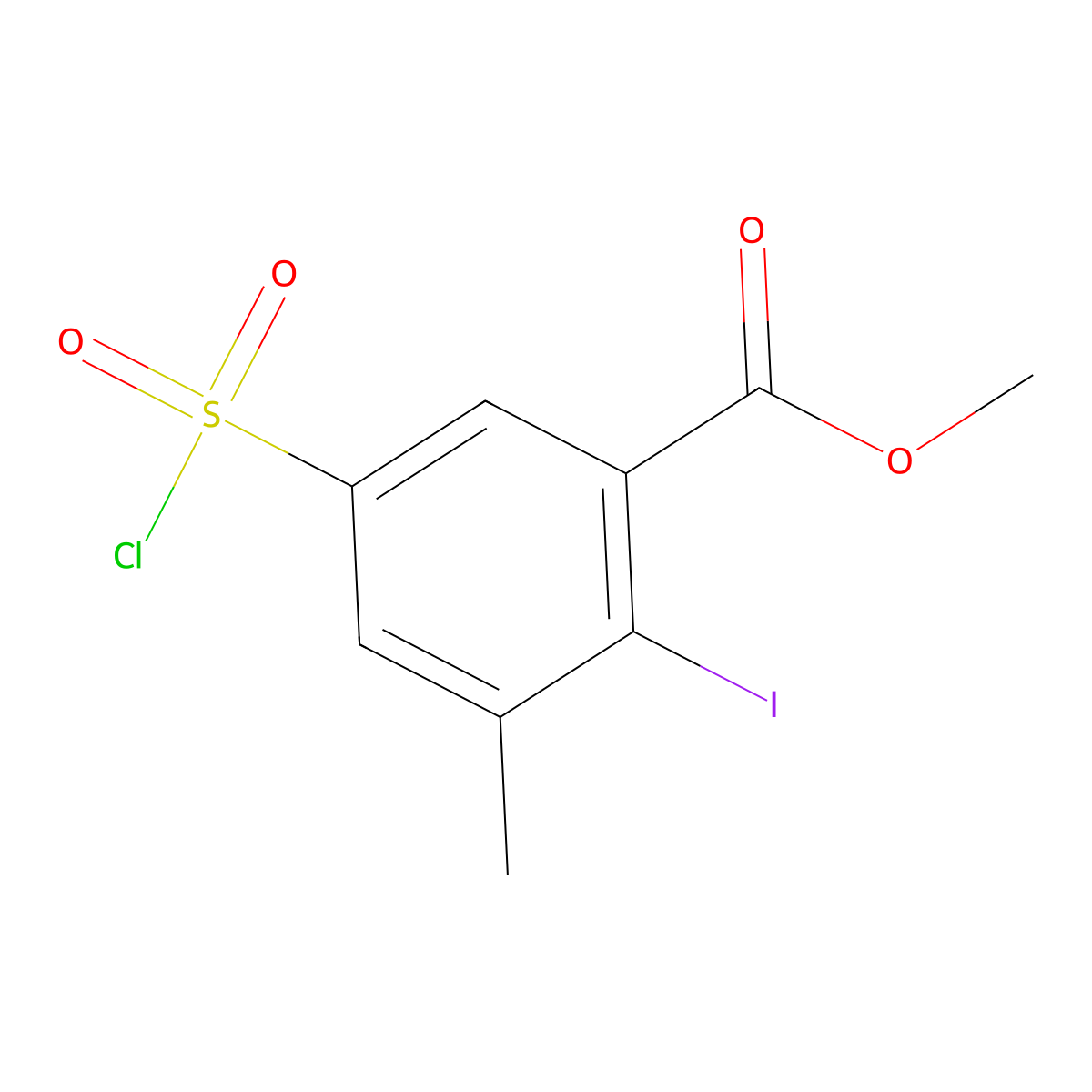 Methyl 5-(chlorosulfonyl)-2-iodo-3-methylbenzoate molecular structure, CAS 1154155-39-1