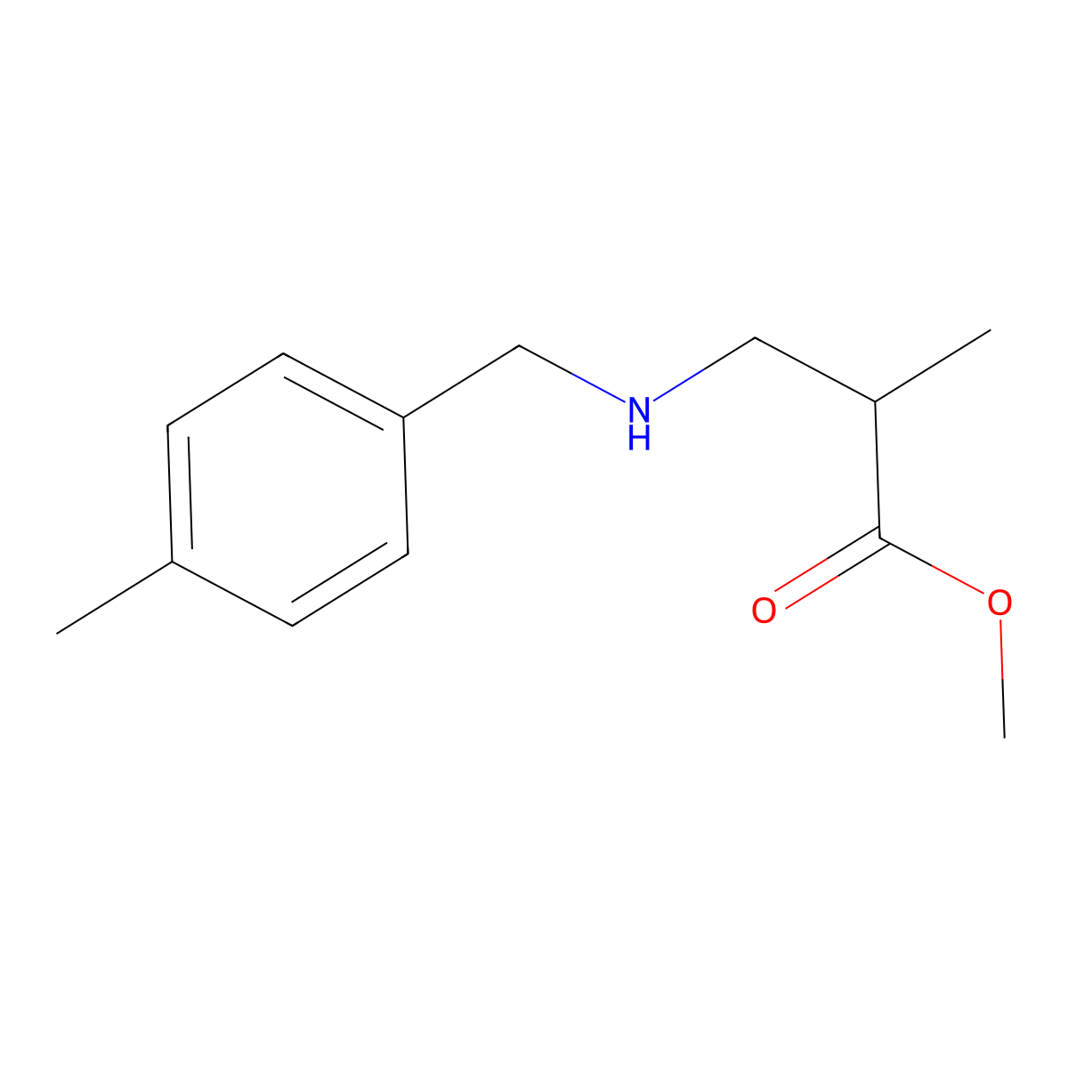 Methyl 2-methyl-3-{[(4-methylphenyl)methyl]amino}propanoate molecular structure, CAS 1154155-62-0