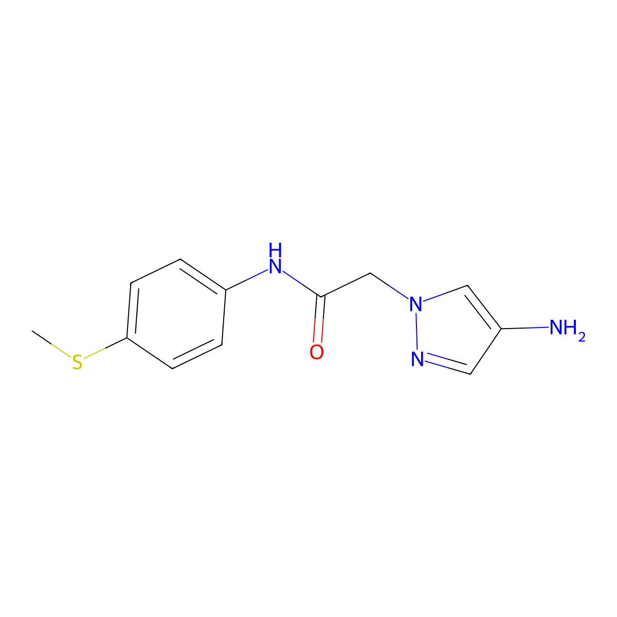 2-(4-amino-1H-pyrazol-1-yl)-N-[4-(methylsulfanyl)phenyl]acetamide molecular structure, CAS 1154156-41-8