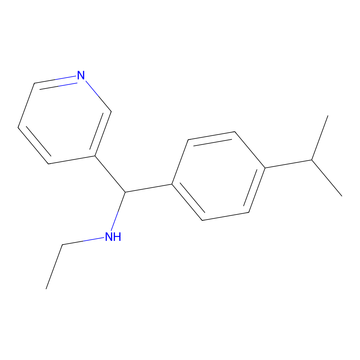 Ethyl({[4-(propan-2-yl)phenyl](pyridin-3-yl)methyl})amine molecular structure, CAS 1154165-82-8