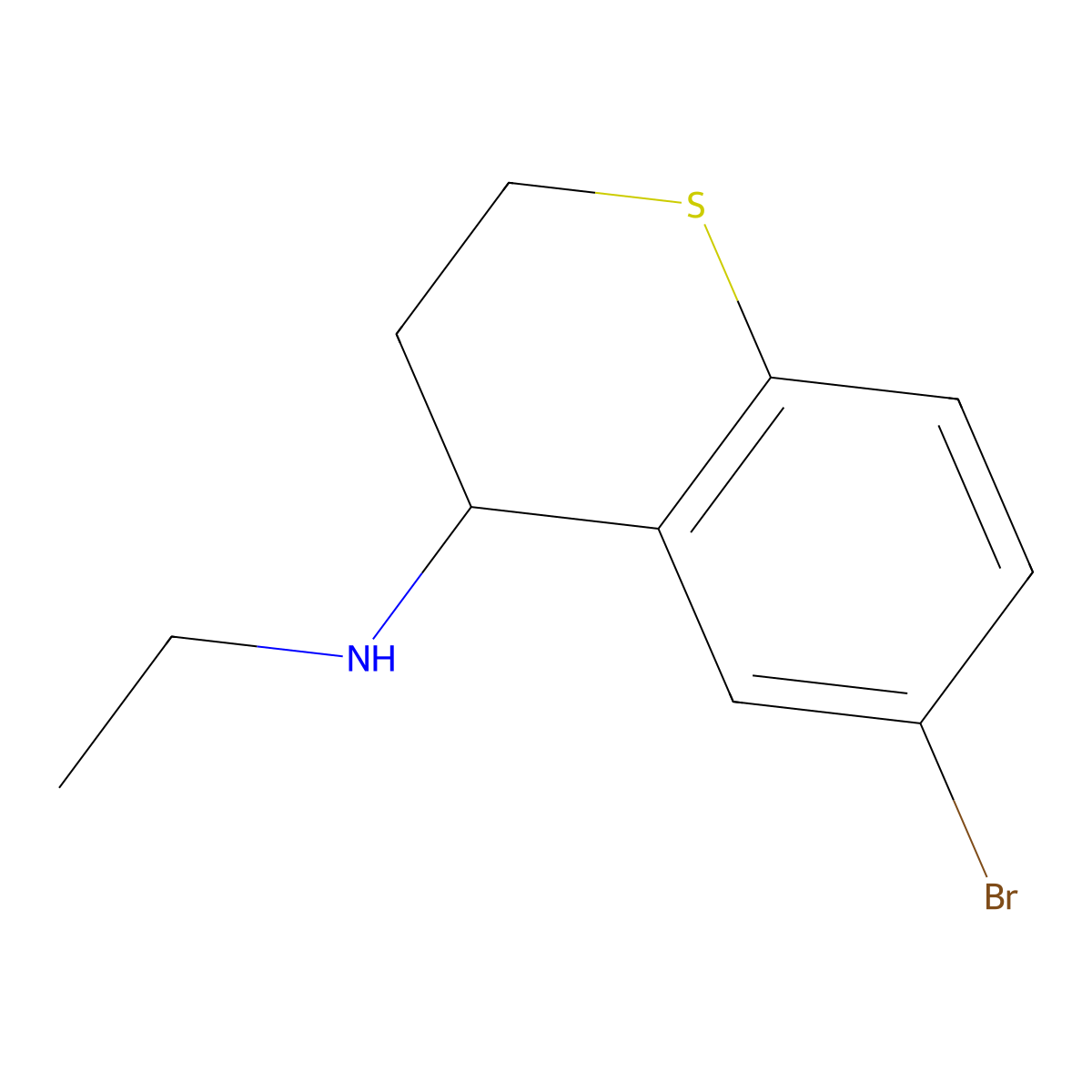 6-bromo-N-ethyl-3,4-dihydro-2H-1-benzothiopyran-4-amine molecular structure, CAS 1154177-90-8
