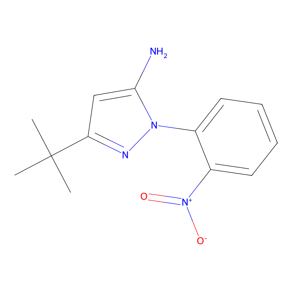3-tert-Butyl-1-(2-nitrophenyl)-1H-pyrazol-5-amine molecular structure, CAS 1154198-84-1