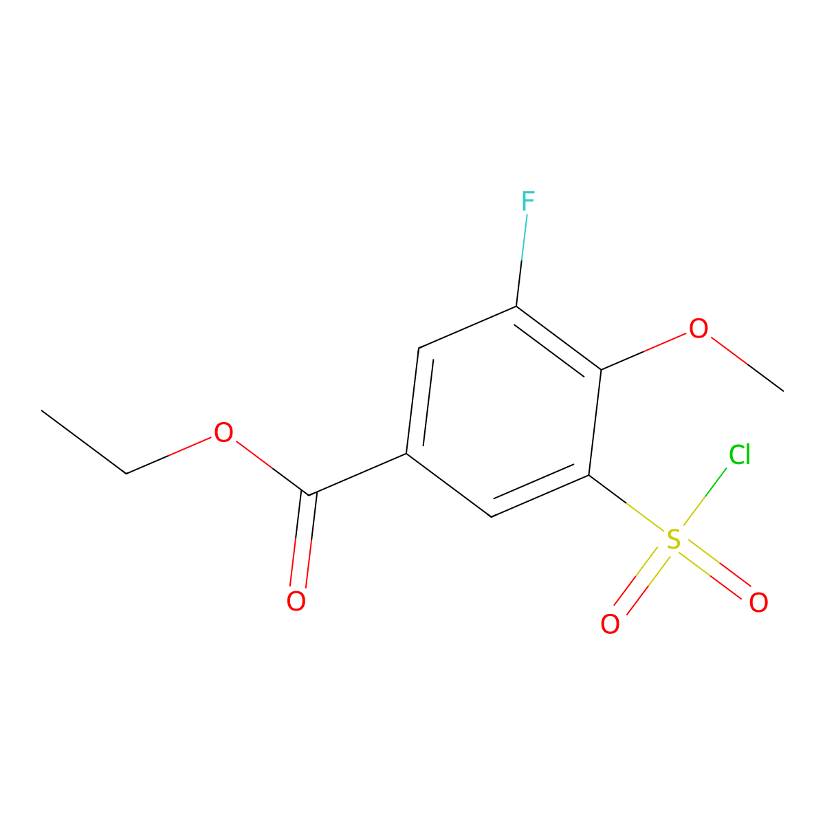 Ethyl 3-(chlorosulfonyl)-5-fluoro-4-methoxybenzoate molecular structure, CAS 1154199-03-7