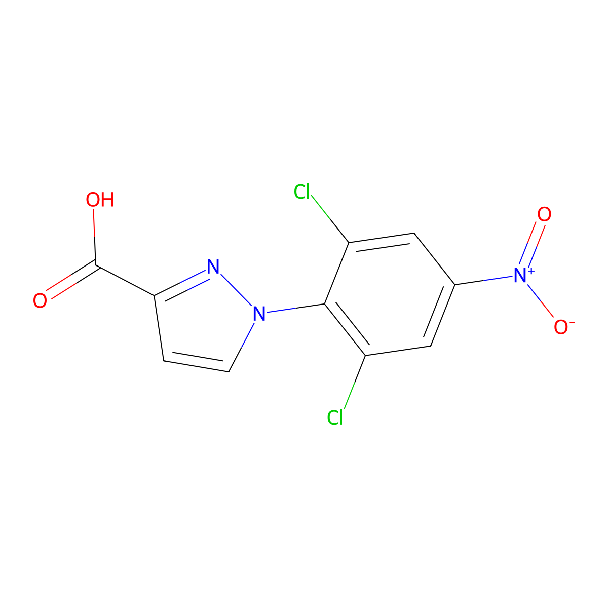 1-(2,6-dichloro-4-nitrophenyl)-1H-pyrazole-3-carboxylic acid molecular structure, CAS 1154199-15-1