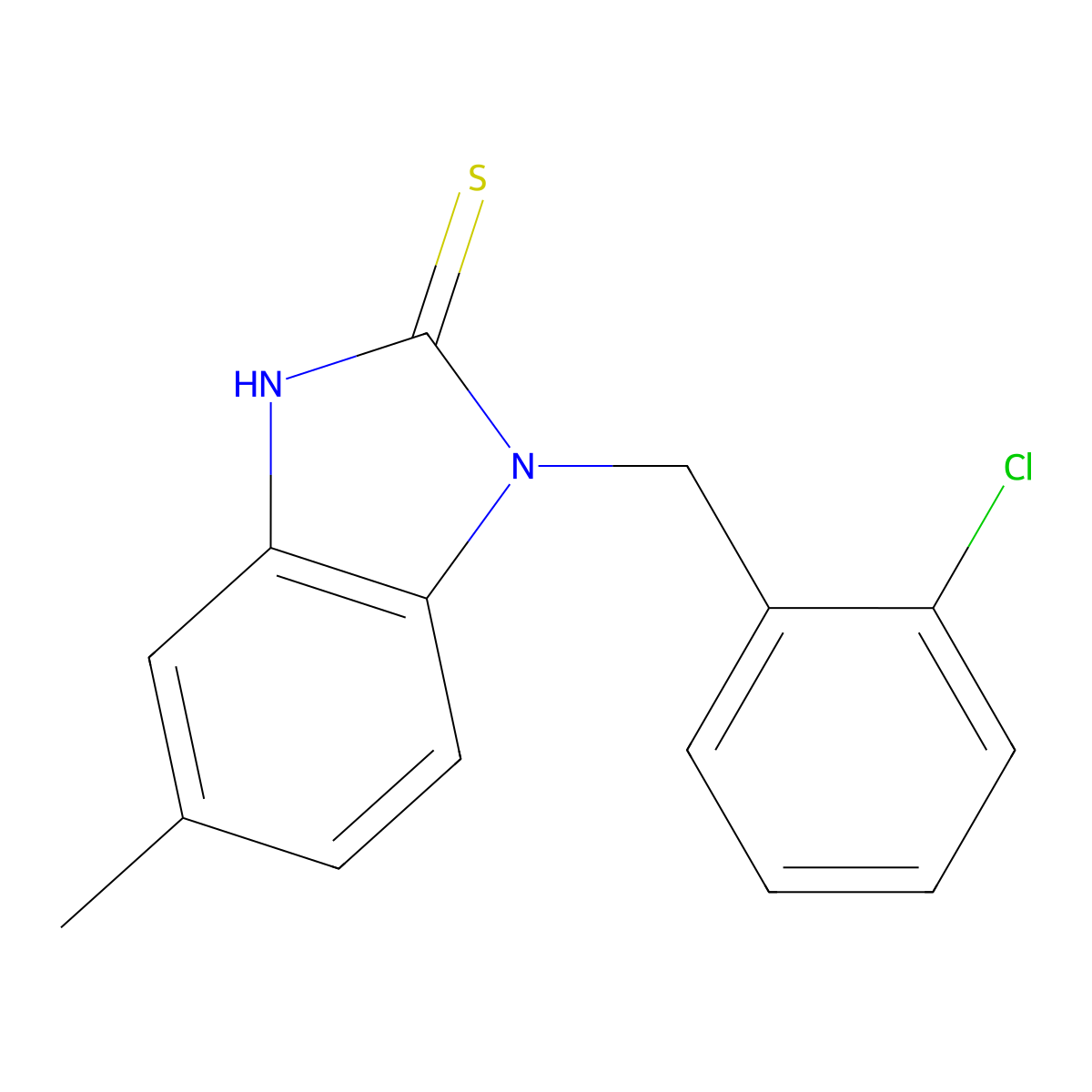 1-[(2-chlorophenyl)methyl]-5-methyl-1H-1,3-benzodiazole-2-thiol molecular structure, CAS 1154202-23-9