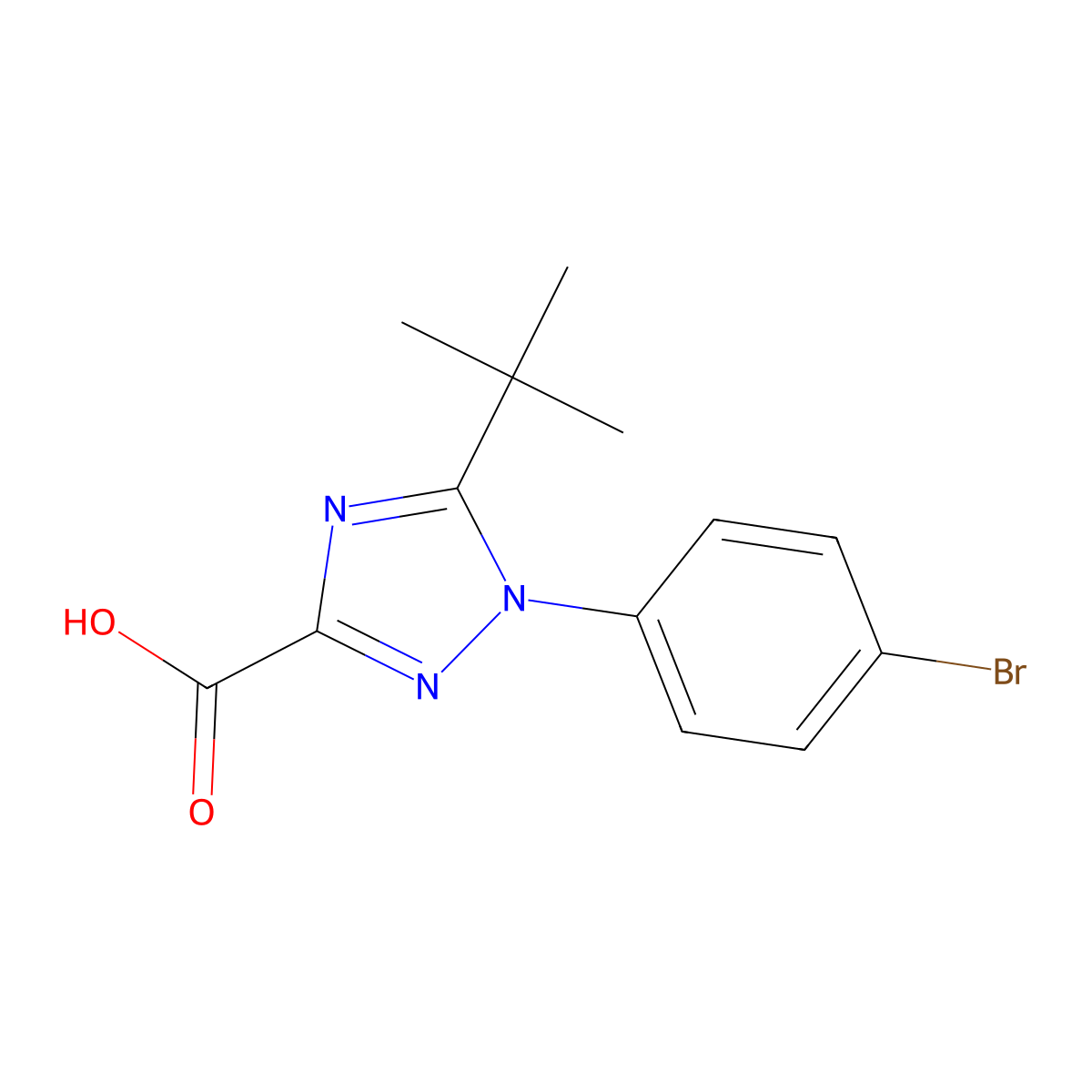 1-(4-Bromophenyl)-5-tert-butyl-1H-1,2,4-triazole-3-carboxylic acid molecular structure, CAS 1154206-09-3