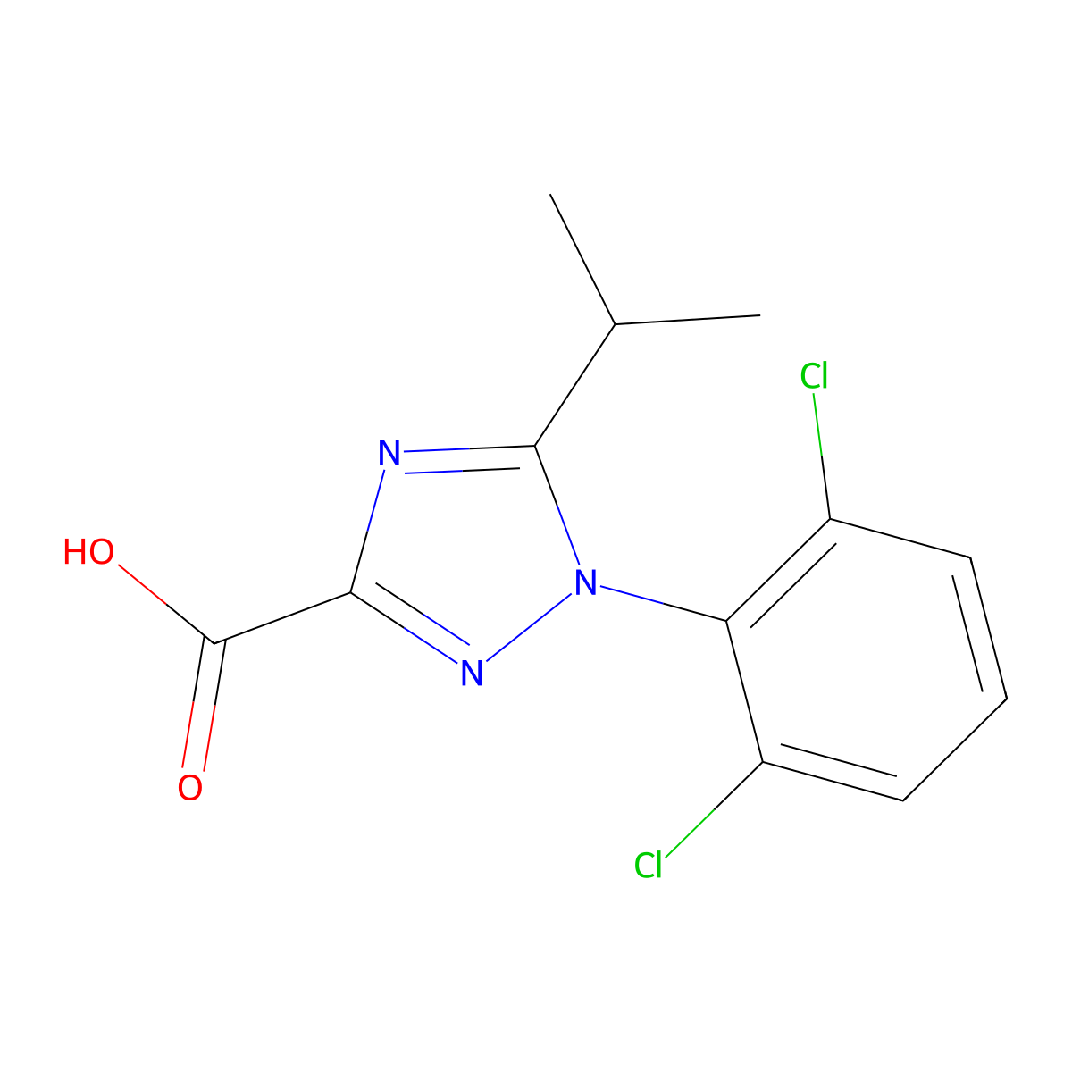 1-(2,6-dichlorophenyl)-5-(propan-2-yl)-1H-1,2,4-triazole-3-carboxylic acid molecular structure, CAS 1154206-19-5
