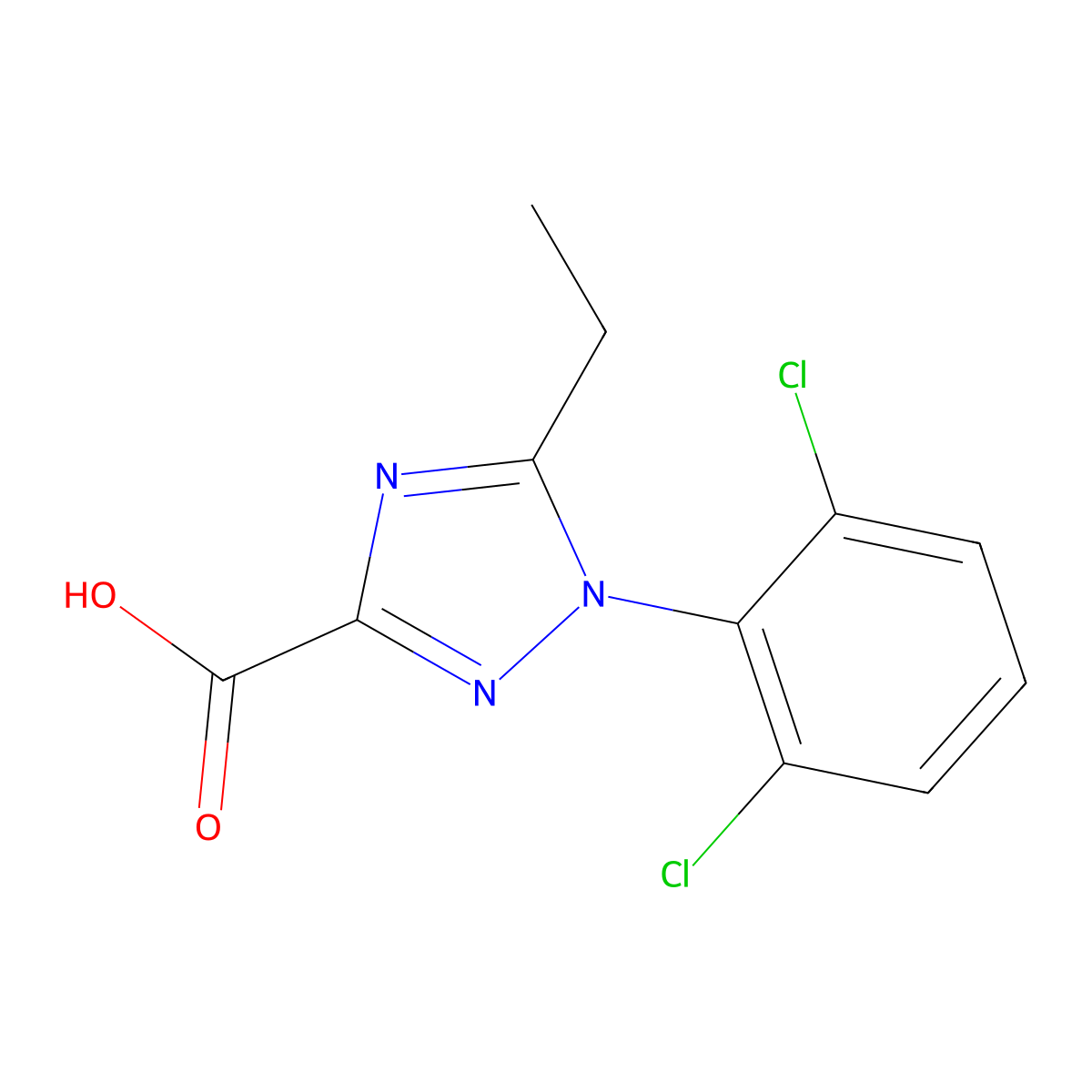 1-(2,6-dichlorophenyl)-5-ethyl-1H-1,2,4-triazole-3-carboxylic acid molecular structure, CAS 1154206-26-4