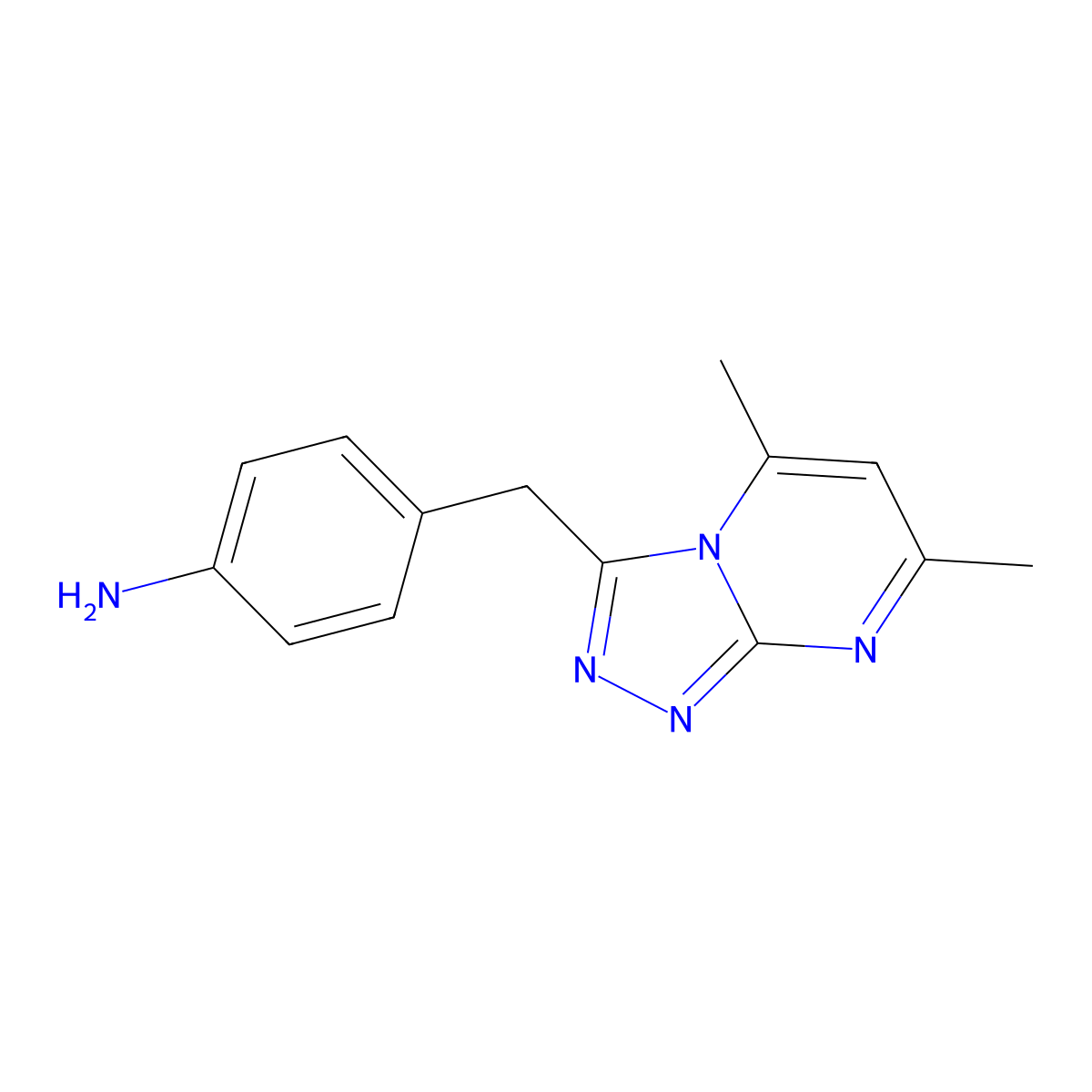 4-({5,7-Dimethyl-[1,2,4]triazolo[4,3-a]pyrimidin-3-yl}methyl)aniline molecular structure, CAS 1154214-13-7