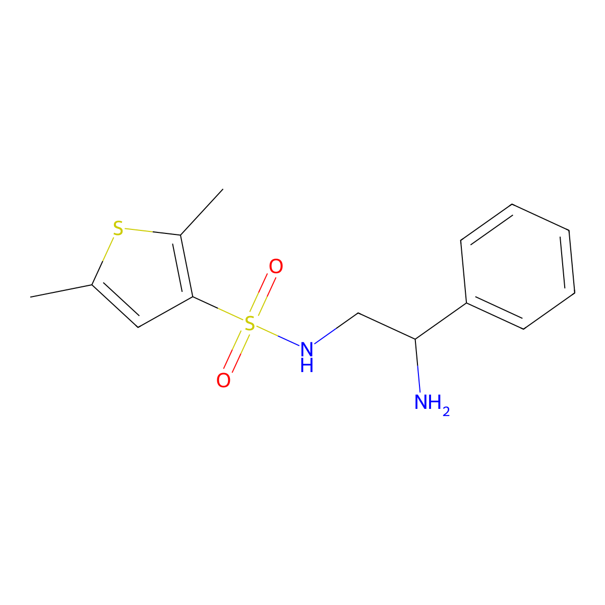 N-(2-amino-2-phenylethyl)-2,5-dimethylthiophene-3-sulfonamide molecular structure, CAS 1154216-24-6
