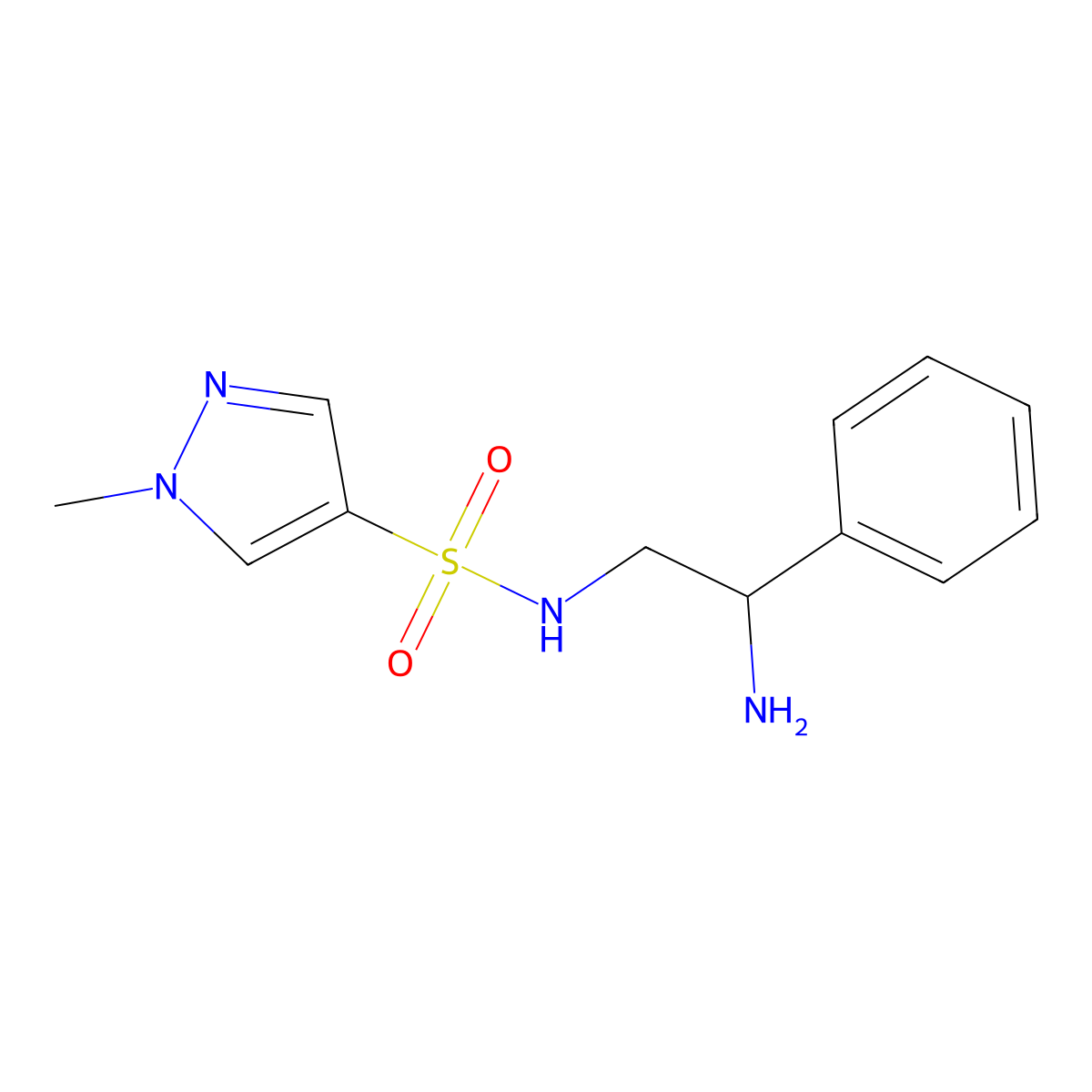 N-(2-Amino-2-phenylethyl)-1-methyl-1H-pyrazole-4-sulfonamide molecular structure, CAS 1154216-29-1