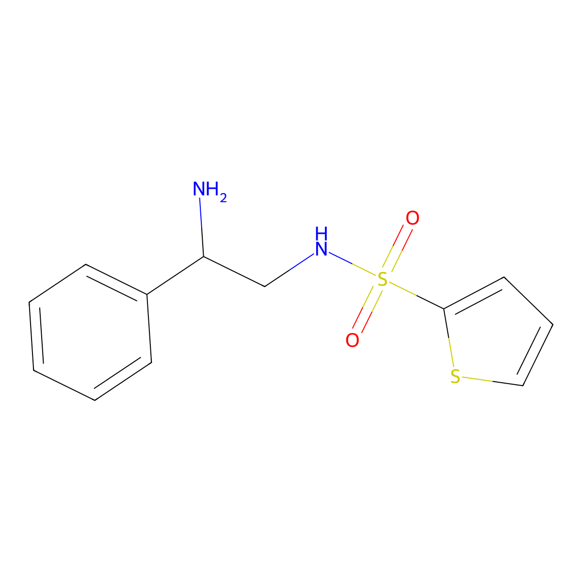 N-(2-amino-2-phenylethyl)thiophene-2-sulfonamide molecular structure, CAS 1154217-26-1