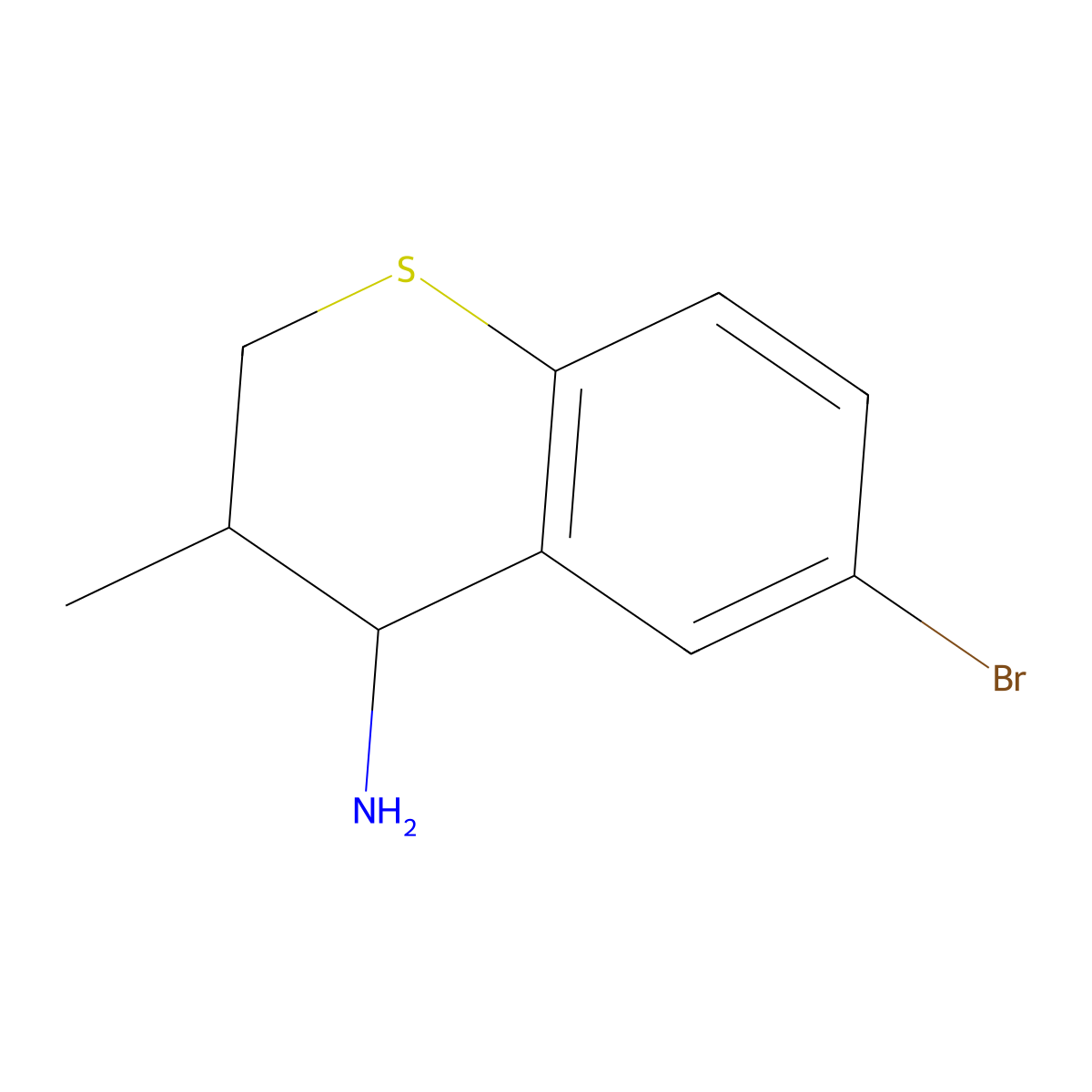 6-bromo-3-methyl-3,4-dihydro-2H-1-benzothiopyran-4-amine molecular structure, CAS 1154226-88-6
