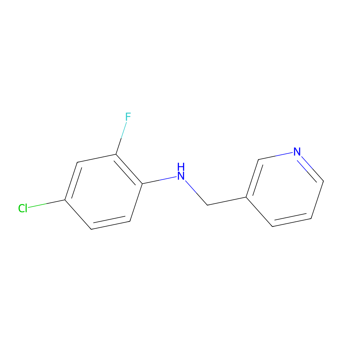 4-chloro-2-fluoro-N-[(pyridin-3-yl)methyl]aniline molecular structure, CAS 1154239-74-3