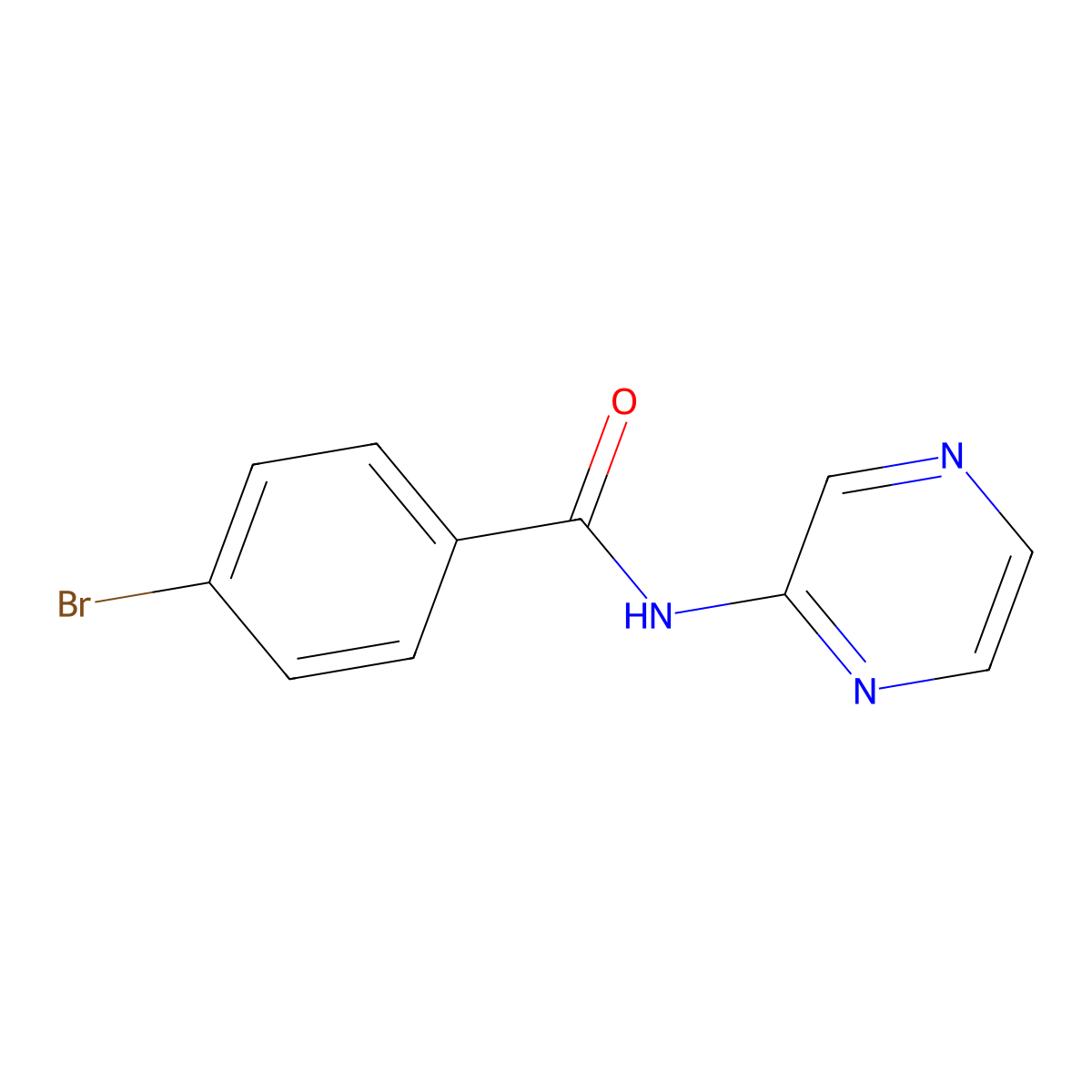 4-bromo-N-(pyrazin-2-yl)benzamide molecular structure, CAS 1154240-14-8
