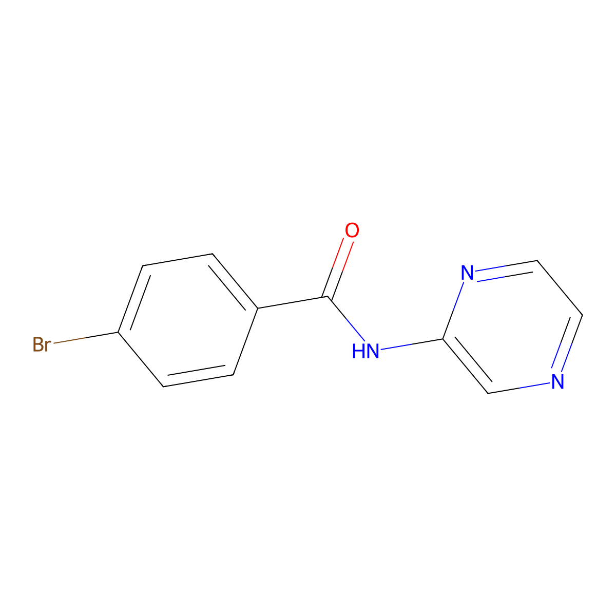 4-bromo-N-(pyrazin-2-yl)benzamide molecular structure, CAS 1154240-14-8