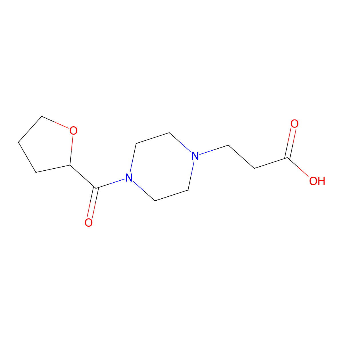 3-[4-(Oxolane-2-carbonyl)piperazin-1-yl]propanoic acid molecular structure, CAS 1154240-45-5
