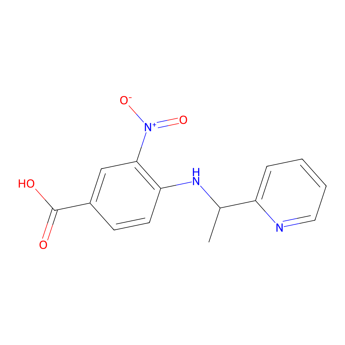 3-Nitro-4-{[1-(pyridin-2-yl)ethyl]amino}benzoic acid molecular structure, CAS 1154243-77-2
